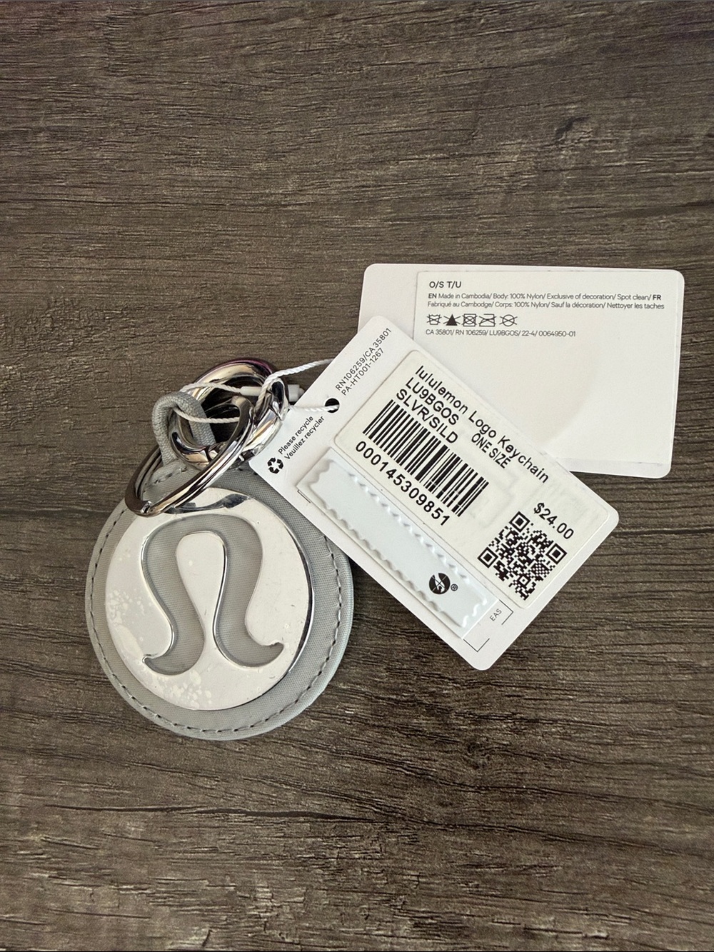 lululemon athletica  Silver & Gray Logo Key Holder